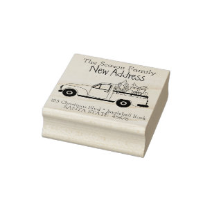 Weihnachtswagen New Addres Rücksendeadresse Brief Gummistempel