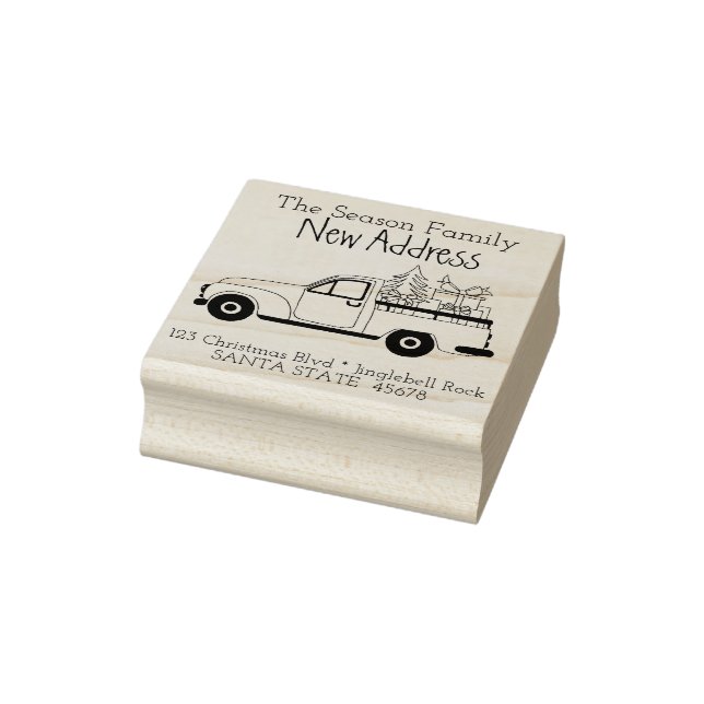 Weihnachtswagen New Addres Rücksendeadresse Briefm Gummistempel (Stempel)