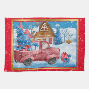 Weihnachtswagen Red Holiday kundenspezifisch Geschirrtuch