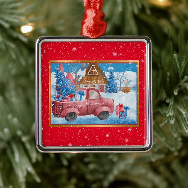 Weihnachtswagen Red Holiday kundenspezifisch Ornament Aus Metall (Baum)