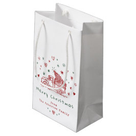 Weihnachtswagen Retro Rot und Grün Kleine Geschenktüte