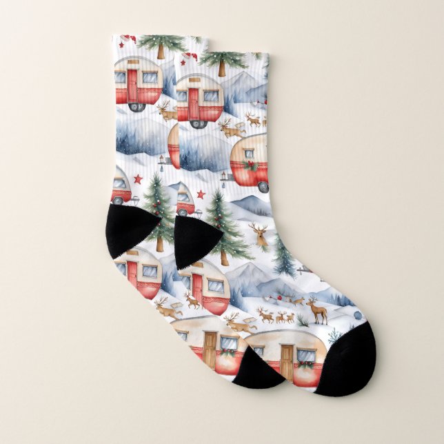 Weihnachtswagen, Schnee, Hirsch Socken (Paar)