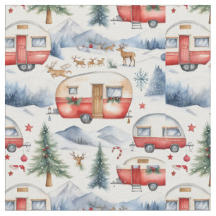 Weihnachtswagen, Schnee, Hirsch Stoff