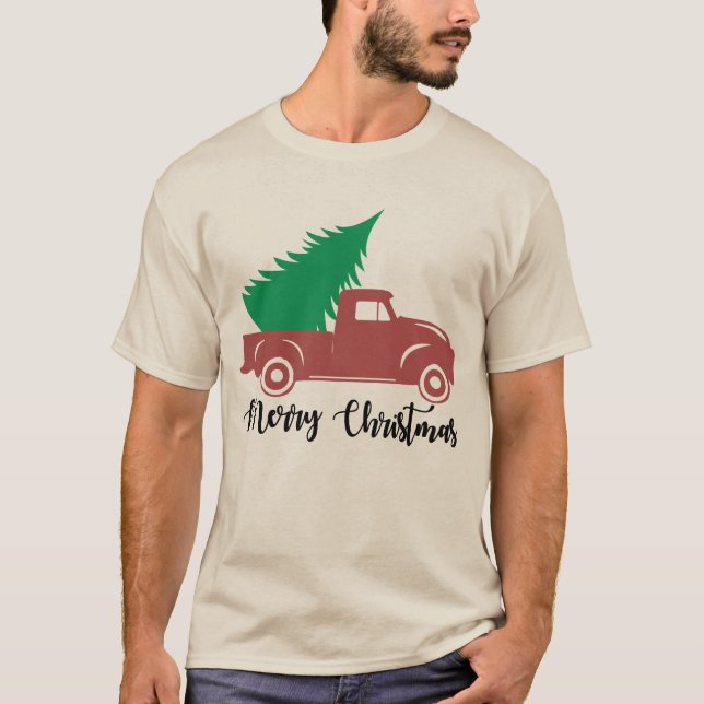 Weihnachtswagen und Baum T-Shirt (Vorderseite)