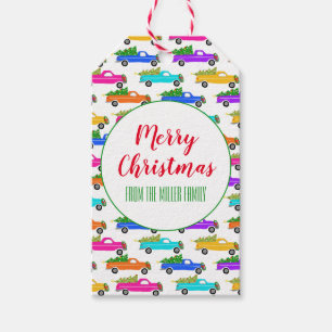Weihnachtswagen Weihnachtsbaumen Kämpfe farbenfroh Geschenkanhänger