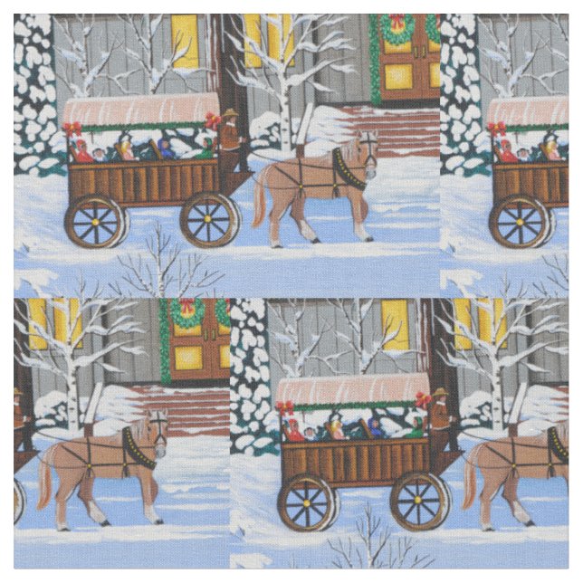 Weihnachtswagenfahrt Stoff (Nahaufnahme)