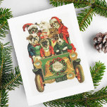 Weihnachtswagenladung von Hunden Feiertagspostkarte<br><div class="desc">Vintage Weihnachtswagen Ladung von Hunden Illustration.</div>