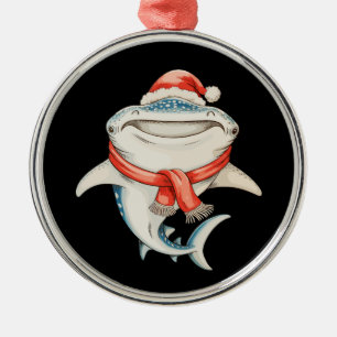 Weihnachtswal Hai Santa Hut Xmas Ferien Ornament Aus Metall