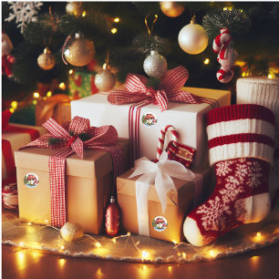 Weihnachtswald anpassen runder aufkleber