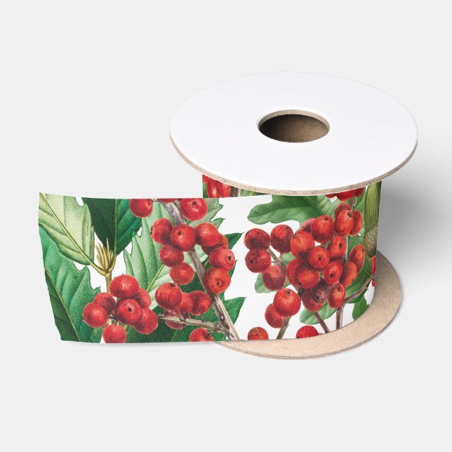 Weihnachtswald Festliche Berries Acorn Evergreen Satinband (Spule)