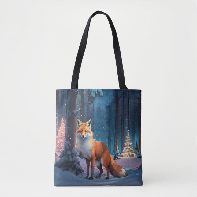 Weihnachtswald Fox Tasche (Vorderseite)