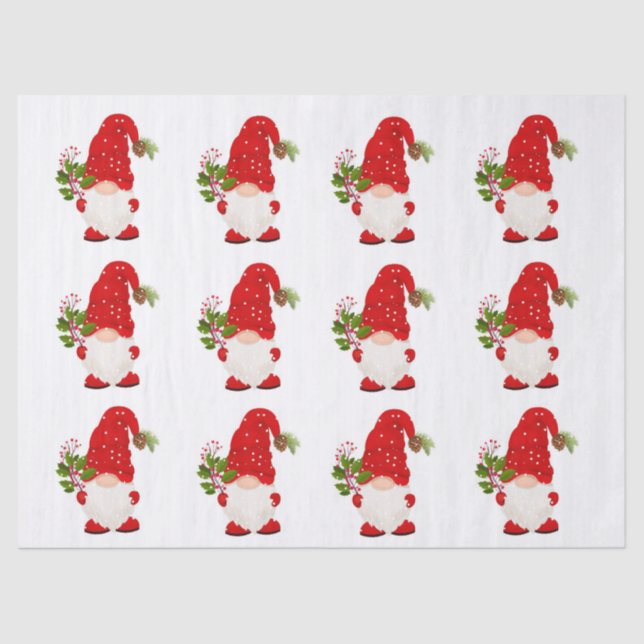 Weihnachtswald Gnome Tissue Seidenpapier (Vorderseite)