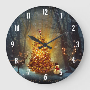 Weihnachtswald. Große Wanduhr