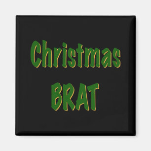 Weihnachtswald Grüne Goldene Brat Auf Rotem T-Shir Magnet