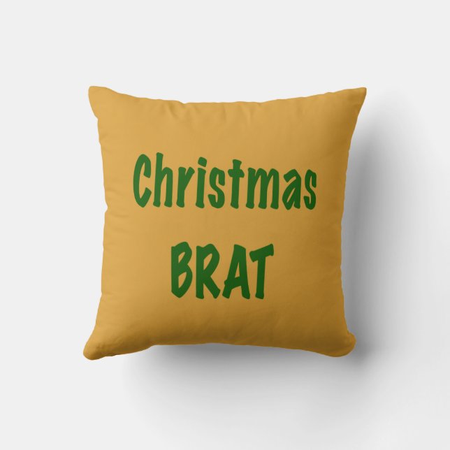 Weihnachtswald Grüner Brat auf Gold Kissen (Rückseite)