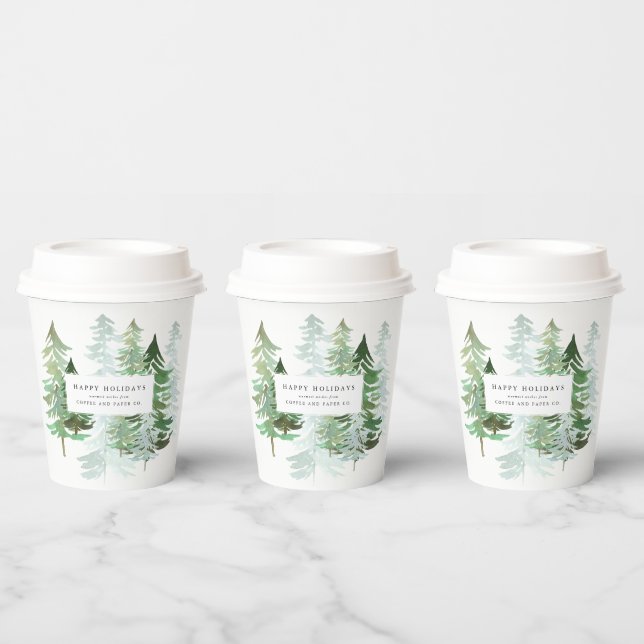 Weihnachtswald Pappbecher (Multi)
