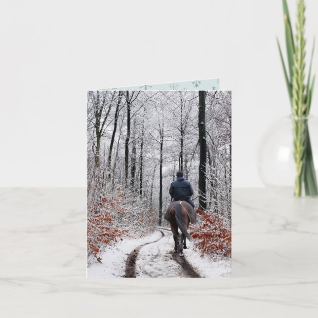 Weihnachtswald - Pferdereiten Karte (Vorderseite)