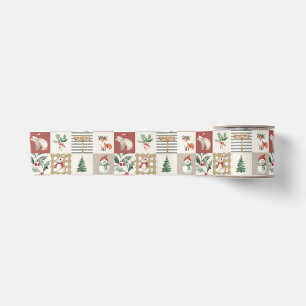 Weihnachtswald Waldtiere Quilt neutral Satinband