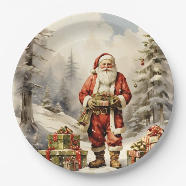 Weihnachtswald Weihnachten mit Geschenken Pappteller (Vorderseite)