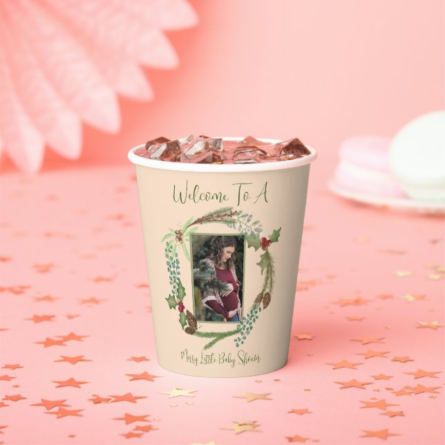 Weihnachtswaldkranz Babydusche Heilige Beere Pappbecher (Insitu)