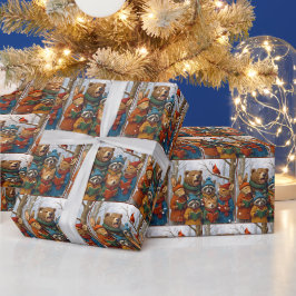 Weihnachtswaldtiere in Schneeflocken Geschenkpapier