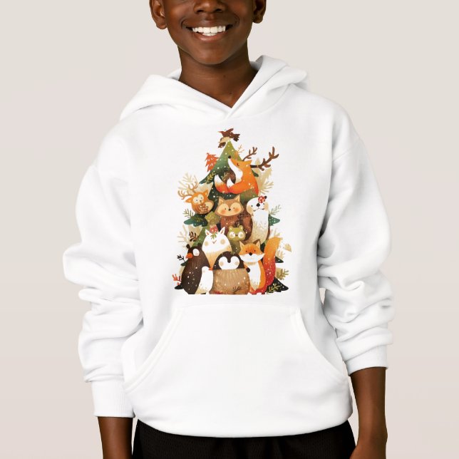 Weihnachtswaldtiere Trum Party Hoodie (Vorderseite)