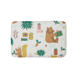 Weihnachtswaldtiere: Vintage Tiere Badematte