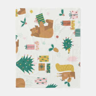 Weihnachtswaldtiere: Vintage Tiere Fleecedecke