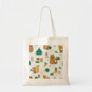 Weihnachtswaldtiere: Vintage Tiere Tragetasche