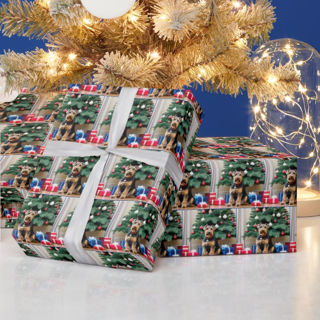Weihnachtswalisische Terrasse mit Geschenken Geschenkpapier (Feiertage)