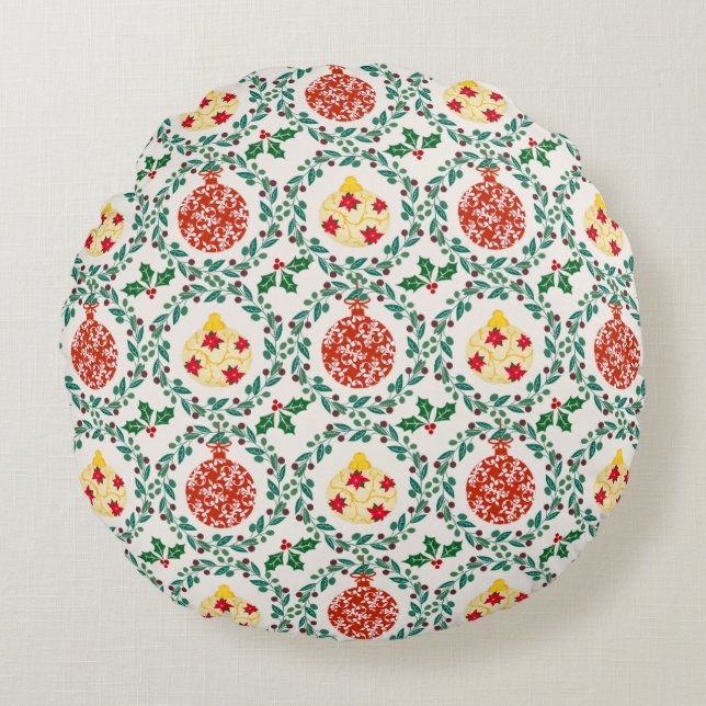 Weihnachtswärme Blumenkissen Rundes Kissen (Vorderseite)