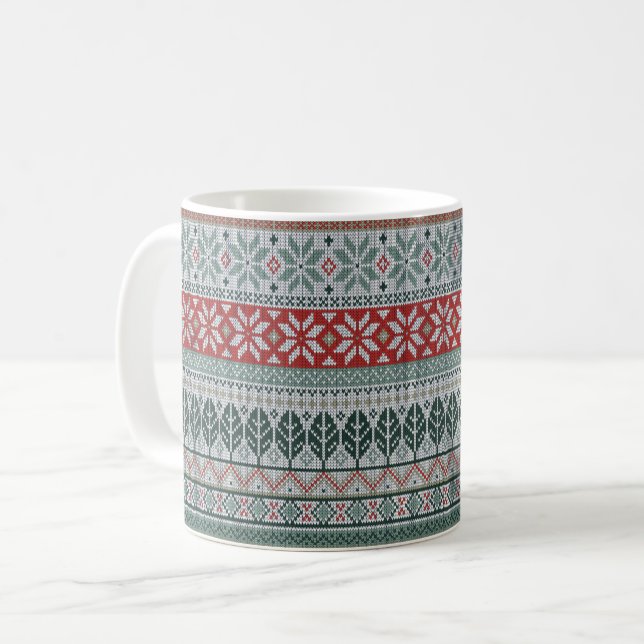 Weihnachtswarmes Stricken Kaffeetasse (Vorderseite Links)