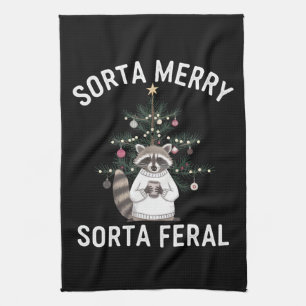 Weihnachtswaschbär halbwegs fröhlich ziemlich wild geschirrtuch