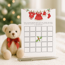 Weihnachtswäscheleine Bingo Baby Shower Spielkarte