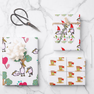 Weihnachtswaschpapier Blätter Pelikane