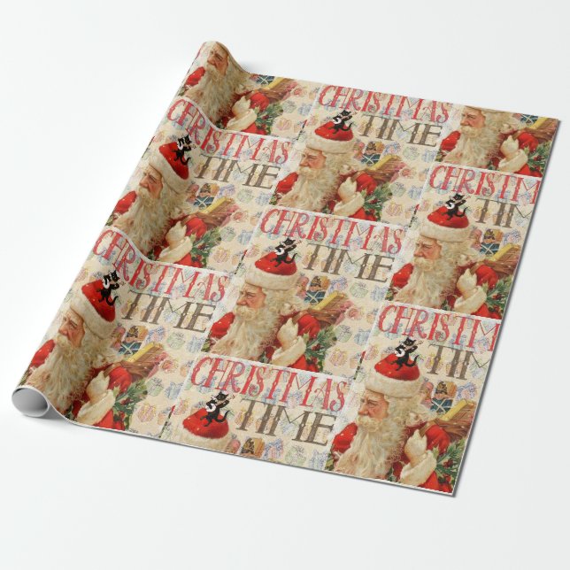 Weihnachtswaschpapier Santa Geschenkpapier (Ungerollt)