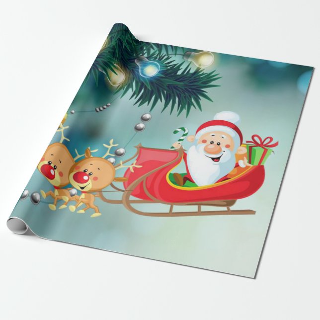 Weihnachtswaschpapier Santa Geschenkpapier (Ungerollt)