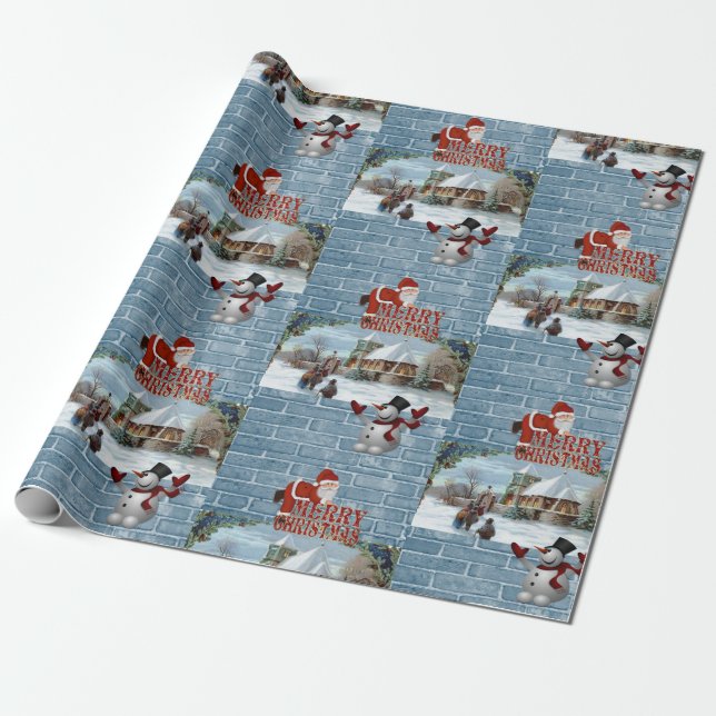 Weihnachtswaschpapier Santa Geschenkpapier (Ungerollt)