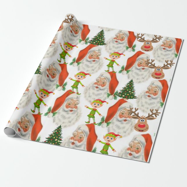 Weihnachtswaschpapier Santa Geschenkpapier (Ungerollt)