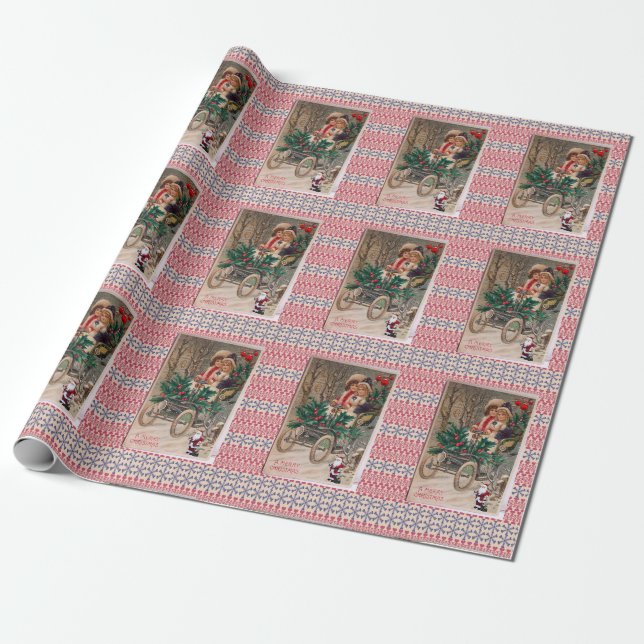 Weihnachtswaschpapier Santa Geschenkpapier (Ungerollt)