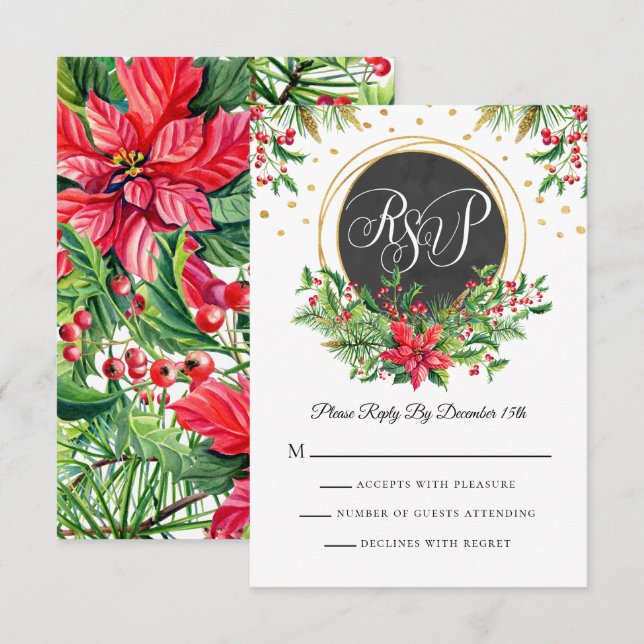 Weihnachtswasserfarbe Blume RSVP Karte (Vorne/Hinten)