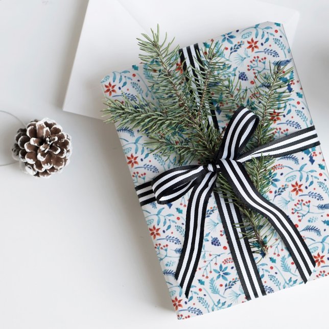 Weihnachtswasserfarbe Holly Foliage Muster Geschenkpapier (Von Creator hochgeladen)