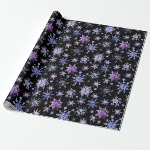 Weihnachtswasserfarbe lila Schneeflocken Geschenkpapier