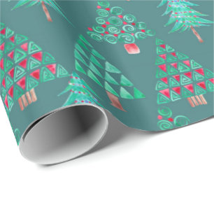 Weihnachtswasserfarben-Christbaum-Geschenkverpacku Geschenkpapier