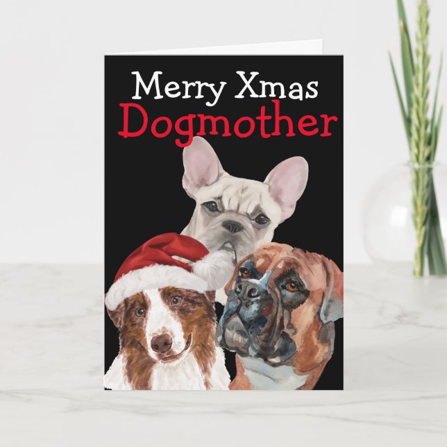 Weihnachtswasserfarbenkarte von Ihrem Hund Dankeskarte (Vorderseite)