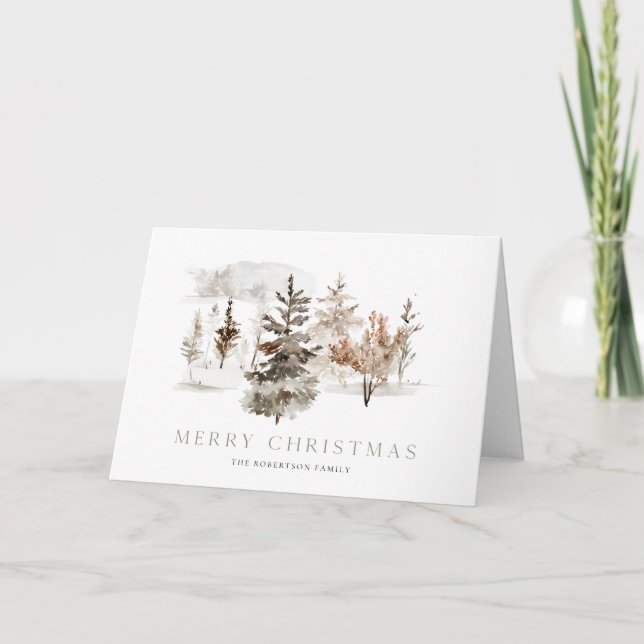 Weihnachtswasserkarte mit Winterlandschaft Karte (Vorderseite)