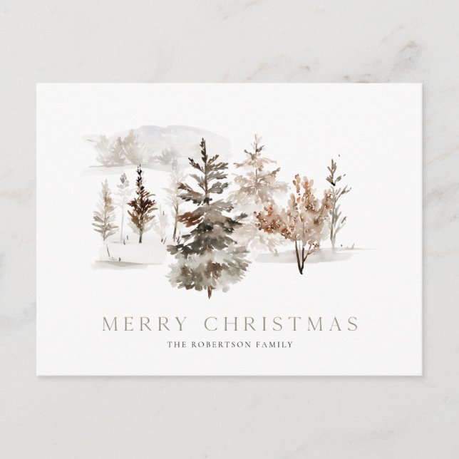 Weihnachtswasserkarte mit Winterlandschaft Postkarte (Vorderseite)