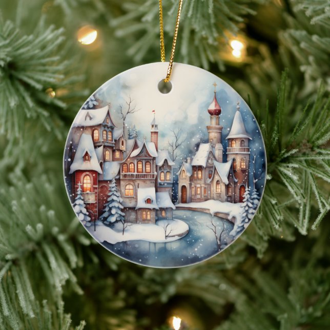 Weihnachtswasserstadt - Neue Nachricht Keramik Ornament (Baum)