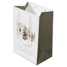 Weihnachtswatercolor Winterlandschaft Geschenktasc Mittlere Geschenktüte