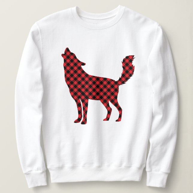 Weihnachtsweiden, Tiersüß, Karierter Rotwolf Sweatshirt (Design vorne)